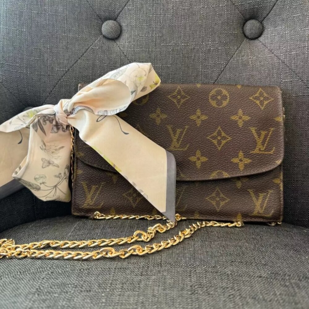 Louis Vuitton Monogram Pochette Rabat Clutch w/ After Market Chain